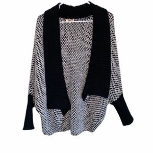 LAmade Black and White Open Front Cardigan